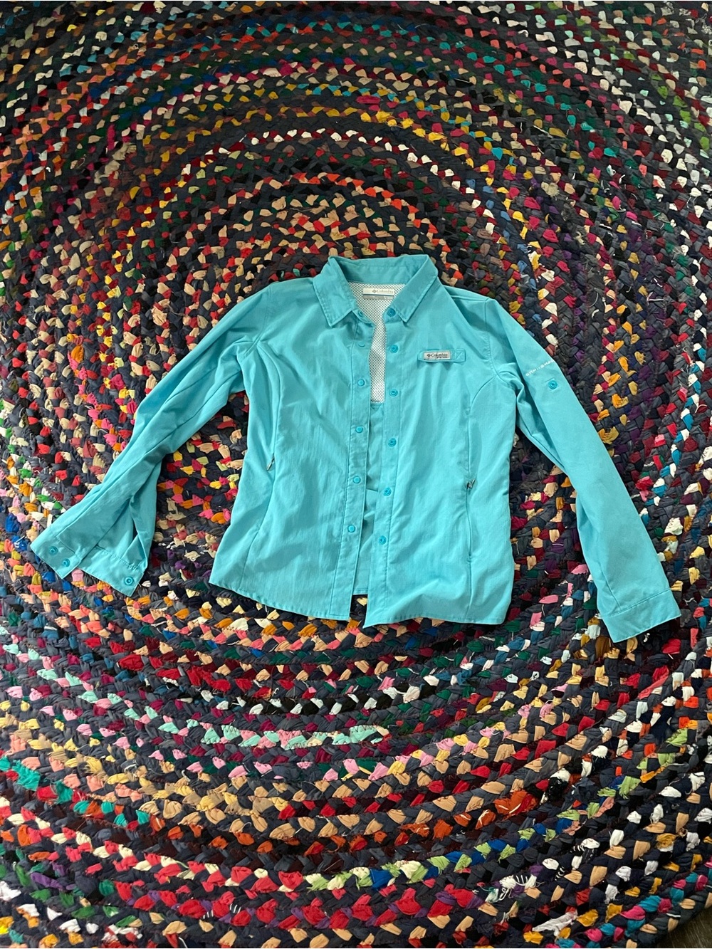 Light Teal Button-Up Shirt sz 10/12